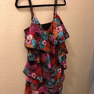 Size 18W tiered Romper Swimsuit. Multi color